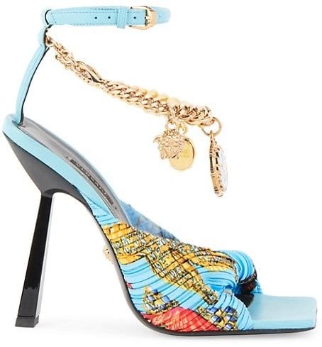 versace tresor de la mer plissé leather sandals|Versace Tresor De La Mer Pliss Leather Sandals .